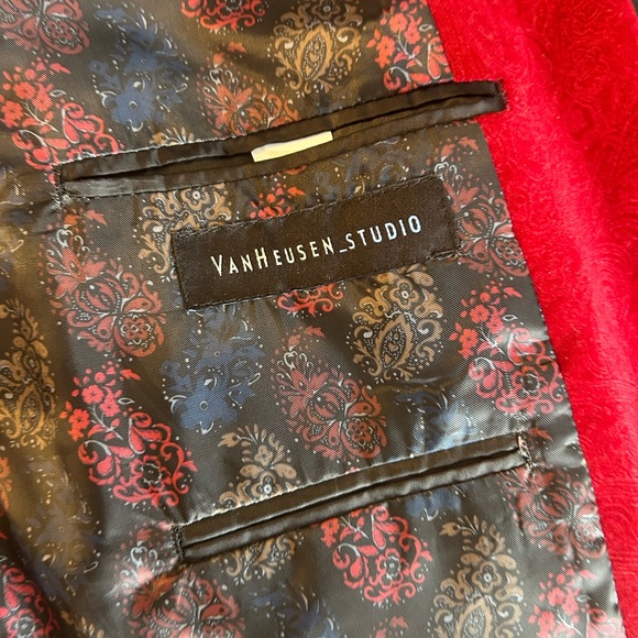 Van Heusen Studio Red Paisley Blazer 46R 100% Cotton - Picture 10 of 12